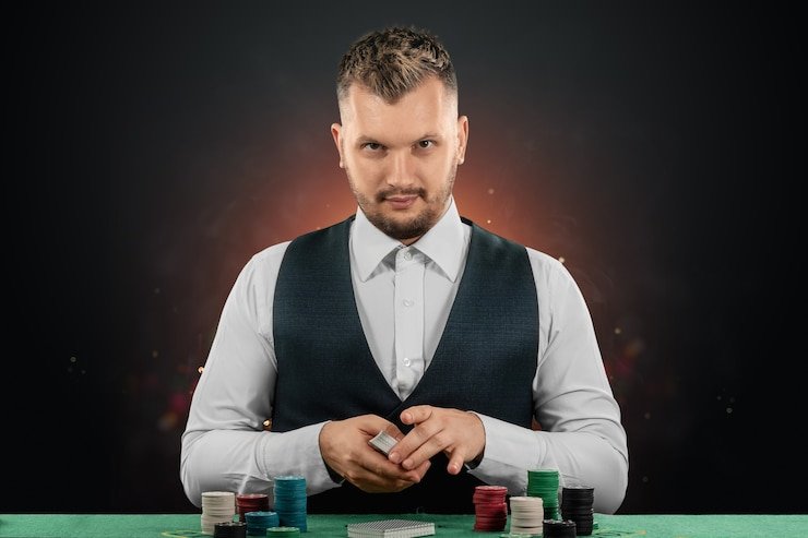 Antarmuka meja Infinite Blackjack di aplikasi mobile koinjitu dengan dealer langsung dan tombol aksi